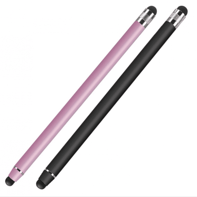 Pack de 2 bolígrafos para pantalla táctil, 2 en 1, lápiz capacitivo de goma, lápiz táctil universal para todos los teléfonos móviles/tabletas/teléfonos inteligentes, compatible con
