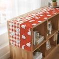 thumbnail image 6 of Japanese Rabbits Table Runner, Vintage Orange Red Plaid Farmhouse Washable Cotton Linen Table Runners 90 Inches Long, Dresser Scarf Runner for Dining/Coffee/Kitchen/Hallway Tables 13''x90'', 6 of 9