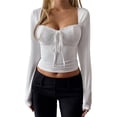 thumbnail image 1 of Top de Encaje de Larga con Cuello en V para Mujer, Estilo Y2K, Camiseta Sin Mangas, Ideal para Otoño e Invierno M, 1 of 7