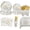 White, variant on 193 pcs White Wedding Party Decorations, Mr and Mrs Paper Plates Cup and Nakpins Set, Floral Wedding Disposable Dinnerware with Tablecloth, Bridal Shower Disposable Party Supplies, 24 Guests
