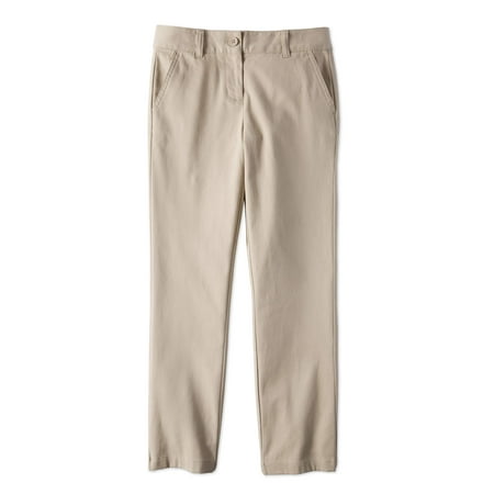 Womens Stretch Twill Pants - Wonder Nation Girls School Uniform Stretch Twill Straight Fit Pants