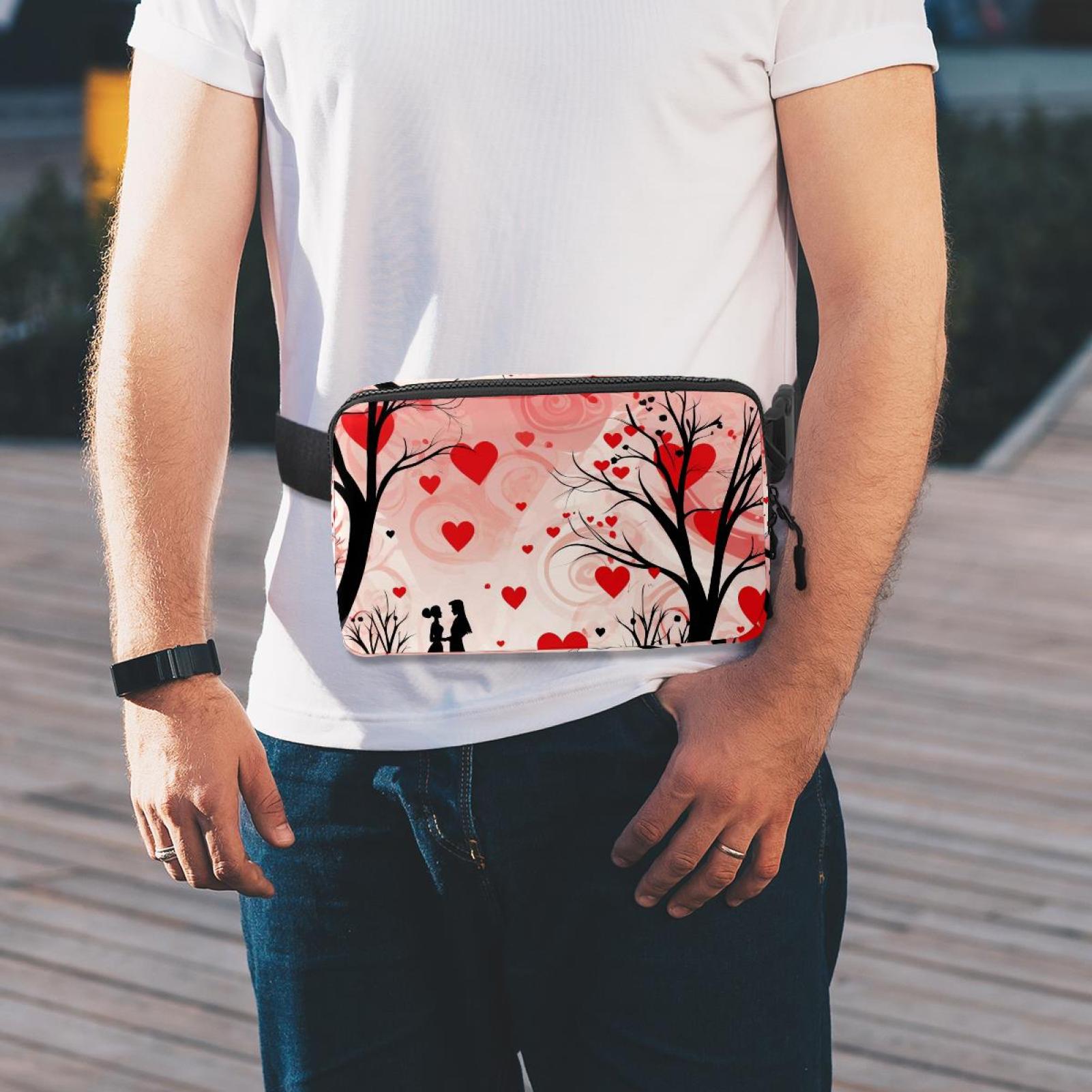 Valentine's Day Love Running Belt Fanny Packs Waist Packs with Extension Strap Unisex Lightweight Adjustable