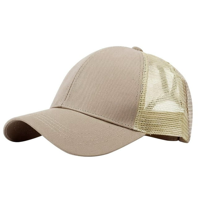 WTXUE trucker hat, Cap Mesh Sun Open Baseball Cap Solid Unisex Outdoor Back Hat Color Baseball Caps, Khaki