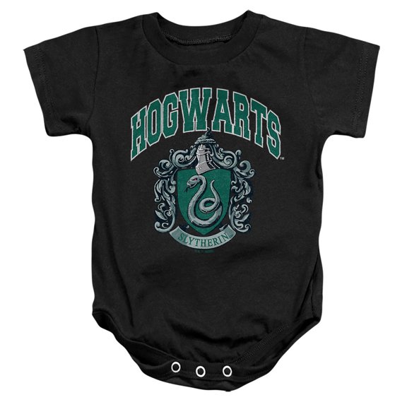Harry Potter Hogwarts Slytherin Unisex Infant Snap Suit for Baby, Black, Large
