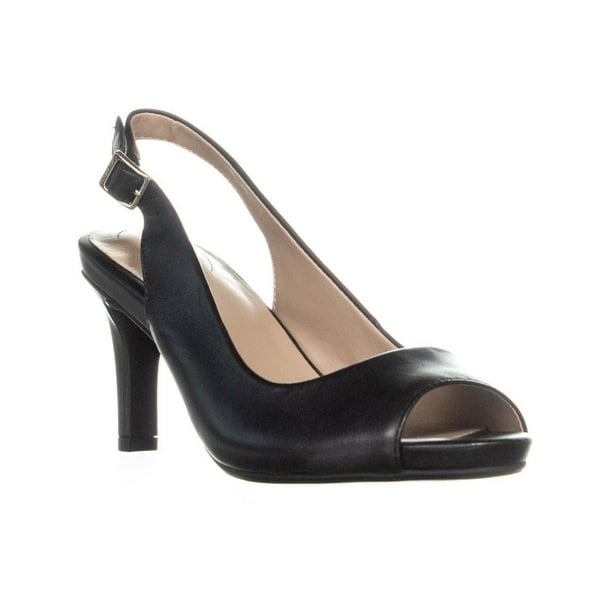 womens black peep toe slingback heels
