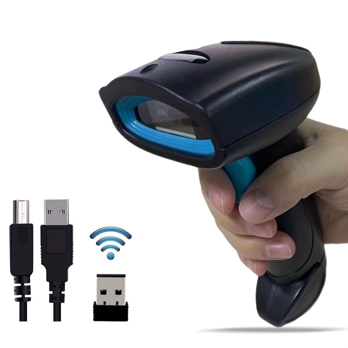 1D 2D Barcode Scanner Wired/ Wireless QR Code Reader for POS System, Cordless Scanner for Warehouse Inventory Shop