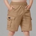 thumbnail image 2 of Sonxahe Teen Boy's Pull On Cargo Shorts Solid Summer Slim Fit Classic Athletic Shorts,Khaki, 2 of 7