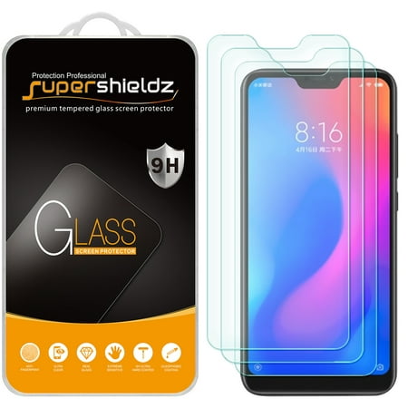 [3-Pack] Supershieldz for Xiaomi Mi A2 Lite Tempered Glass Screen Protector, Anti-Scratch, Anti-Fingerprint, Bubble Free