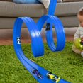 thumbnail image 1 of Kit de pista anticarrera flexible de 13 pies con ventosas, ligero para que los niños aprendan y jueguen de forma creativa, diseño de dos carriles., 1 of 10