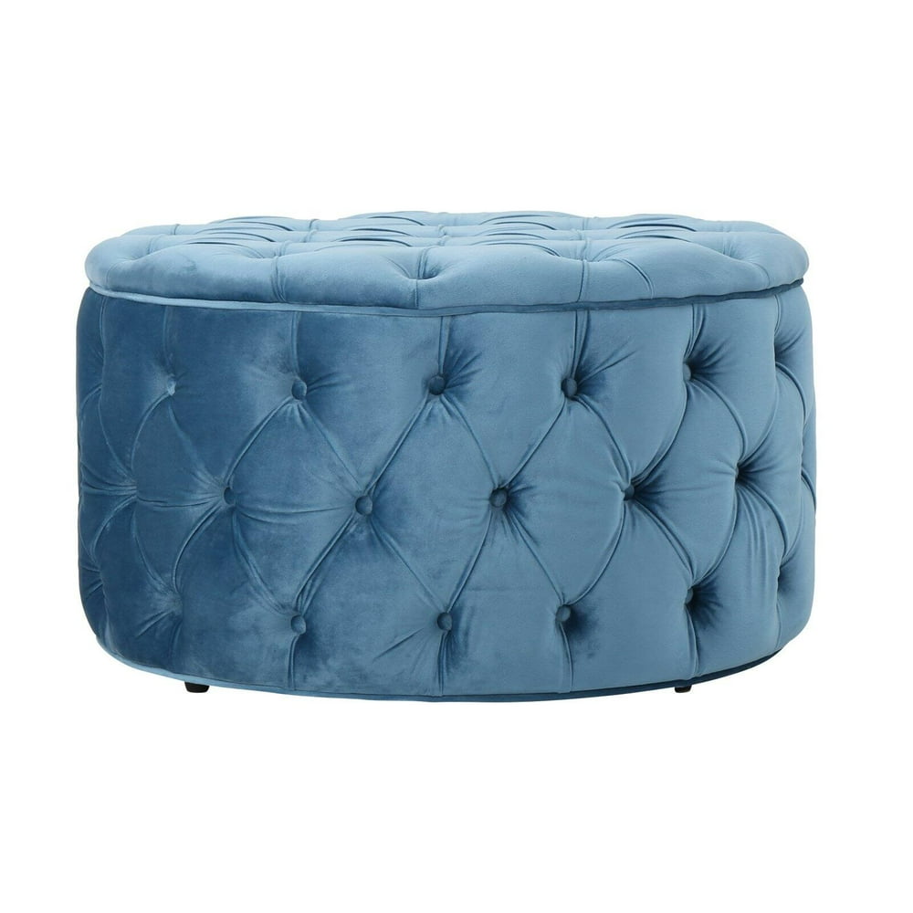 Zelfa Round Tufted Velvet Ottoman