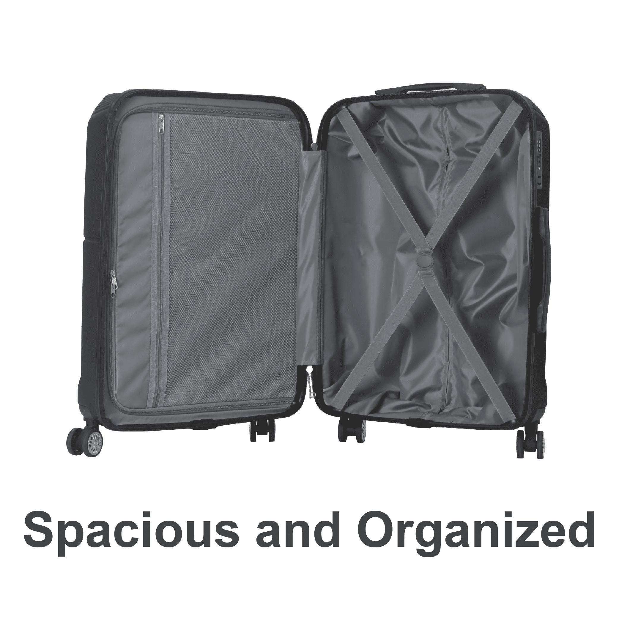 3 Piece Luggage Set, ABS Hardshell Suitcase Set with TSA Lock & Silent Spinner Wheels, Lightweight Durable Travel Luggage 20/24/28 Inch Carry On & Checked Bags, Black
