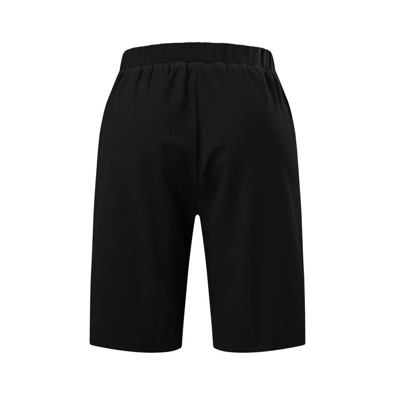Aayomet Biker Shorts For Women High Waist Womenâ€™s Cotton French Terry 9  Bermuda Short Pockets-Casual Lounge ,Black XL 