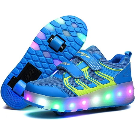 

BORKE Kids Roller Shoes Boy Girl Sneakers with Wheels Become Sport Sneaker with Led for Christmas Birthday Children Gift