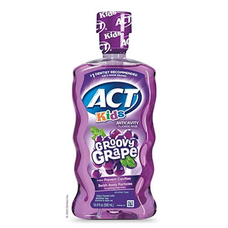 ACT Kids Anticavity Fluoride Rinse Groovy Grape, Accurate Dosing Cup, Alcohol Free, Original Version, 16.9 Fl Oz