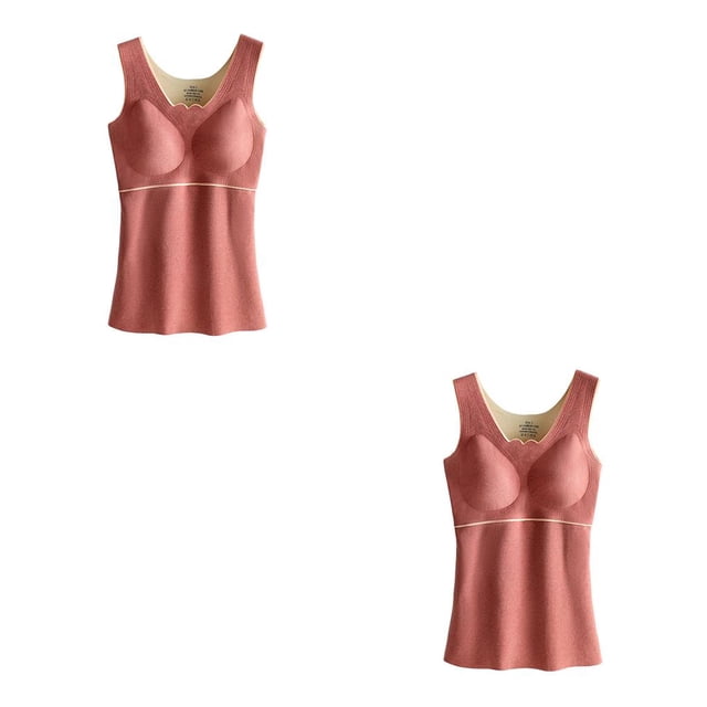 Sonducket Ropa interior térmica para niña, chaleco adelgazante informal para mantener el calor, grueso, de alta elasticidad, para dormitorio, Rosa oscuro L 2piezas