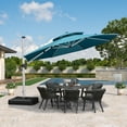 thumbnail image 2 of PURPLE LEAF 12FT Deluxe Round Patio Umbrella with Base, Large Offset Cantilever Umbrella with 360° Rotation, Turquoise Blue, 2 of 15