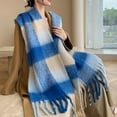 thumbnail image 2 of SUXIAN Women's Winter Scarf Stylish Geometric Design Versatile Blue One Size, 2 of 3