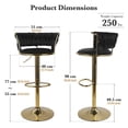 thumbnail image 6 of S-HOME Set of 2 Adjustable Velvet Bar Stools with Back and Arm, Swivel Chairs with Gold Metal Legs for Modern Homes, 6 of 12