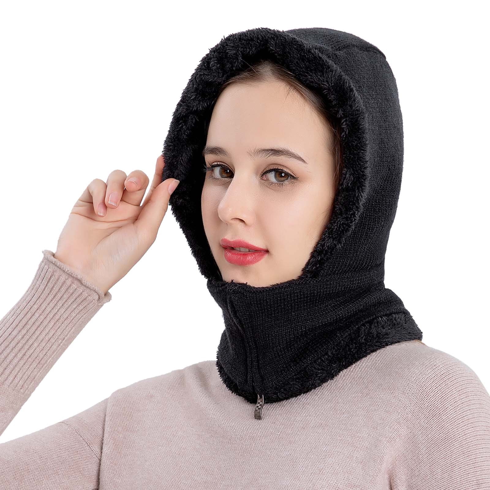 Tanhomme Winter Hat Facial Neck Warmer Covers, Sporty Street Fashion Skiing Adult Windproof Hat Cycling Skiing Knit Hat Scarf Covers Sets Warm Knitted Cap