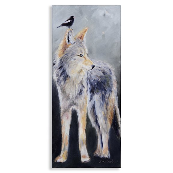 Stupell Industries Farmhouse Wild Coyote & Black Bird Canvas Art, 17 x 40, by Karen Weber Fine Art
