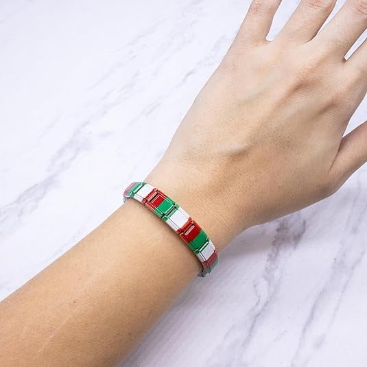 Italyan Charm Flag Charm Bracelet Stainless Steel Italian Flag