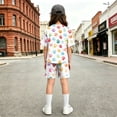 thumbnail image 4 of Girls Summer Outfits Casual Lounge Set Cap Sleeve T Shirt and Elastic Waist Shorts 2 Piece Clothing Sets, 4 of 5