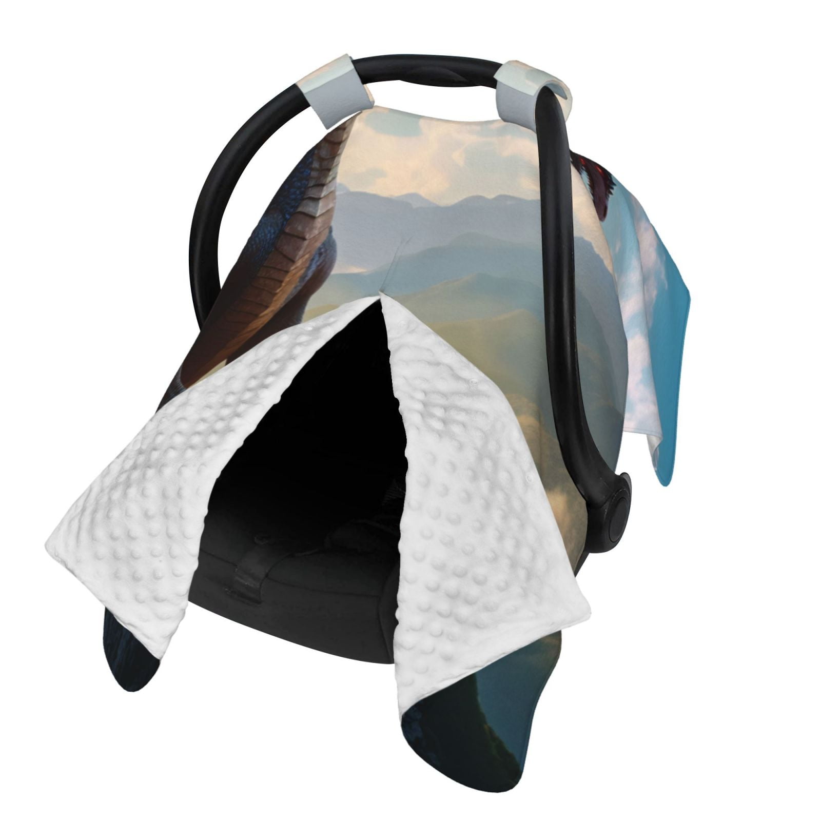 Naloa Clear Sky Mountain Red Dragon Baby Car Seat Cover, Breathable Baby Carrier Cover, Multiuse Baby Carrier Cover & Nursing Breastfeeding Cover