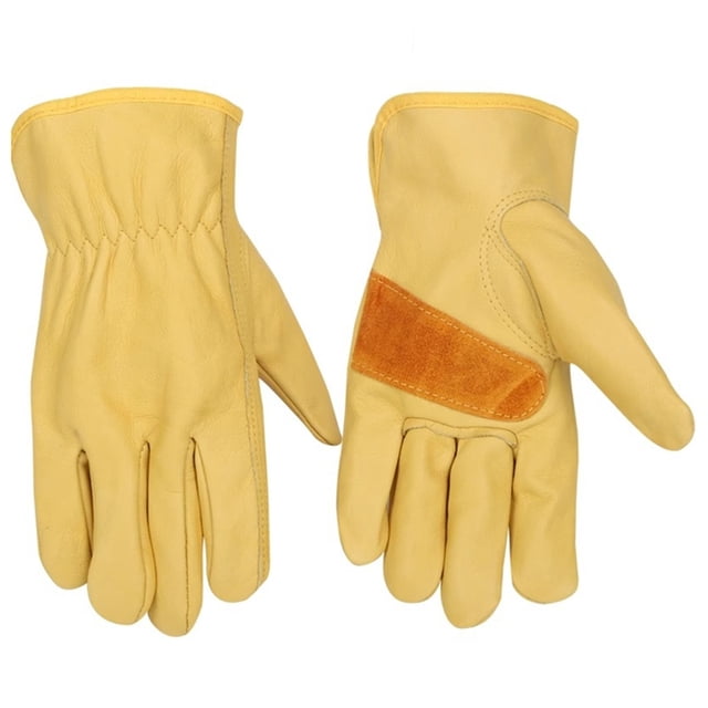 Guantes de trabajo de cuero para hombre, guantes de jardinería, piel de vaca.