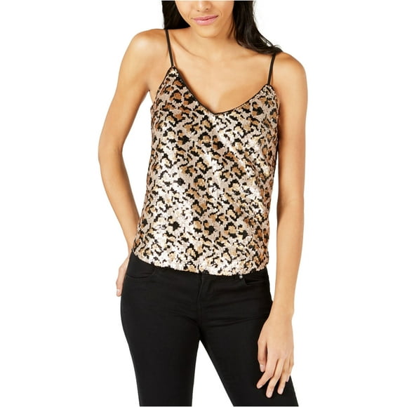 Heartloom Womens Sequins Cami Tank Top, Brown, Large
