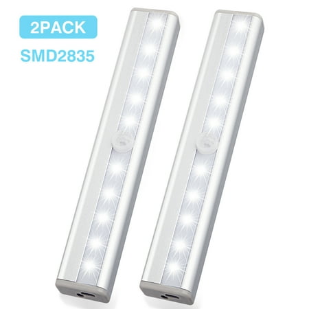 2-pack Motion Sensor Night Light, 10 LEDs Bulbs Battery Operated Wireless Motion Nightlight Portable Magnetic Security Closet Light Stick Up Motion Sensor Night Lights for Closets Hallway