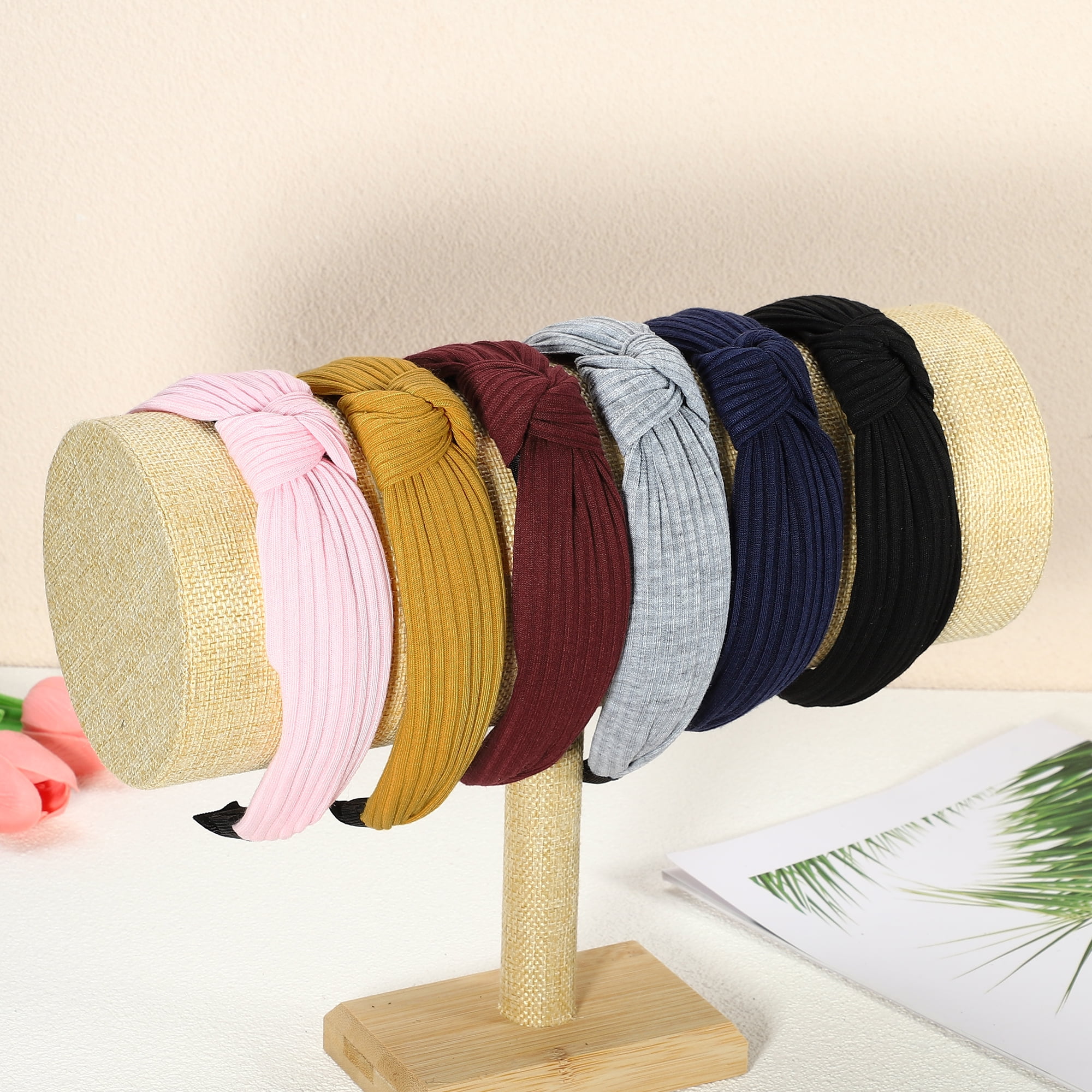 Unique Bargains Textured Cotton Knot Headband Soft Hairband for Women 1.3 Inch Wide Navy Blue