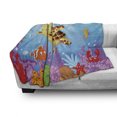 thumbnail image 3 of Turtle Soft Flannel Fleece Throw Blanket, Funny Style Underwater Sea Animals Baby Turtle and Fish Pattern, Cozy Plush for Indoor and Outdoor Use, 60" x 80", Multicolor, by Ambesonne, 3 of 6
