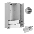 thumbnail image 6 of 72" Armoire Wardrobe Closet with Mirror,LED Wardrobe with 4 Doors & 2 Drawers,Wooden Wardrobe Storage Cabinet with Hanging Rod,Adjustable Shelves for Bedroom,White, 6 of 8