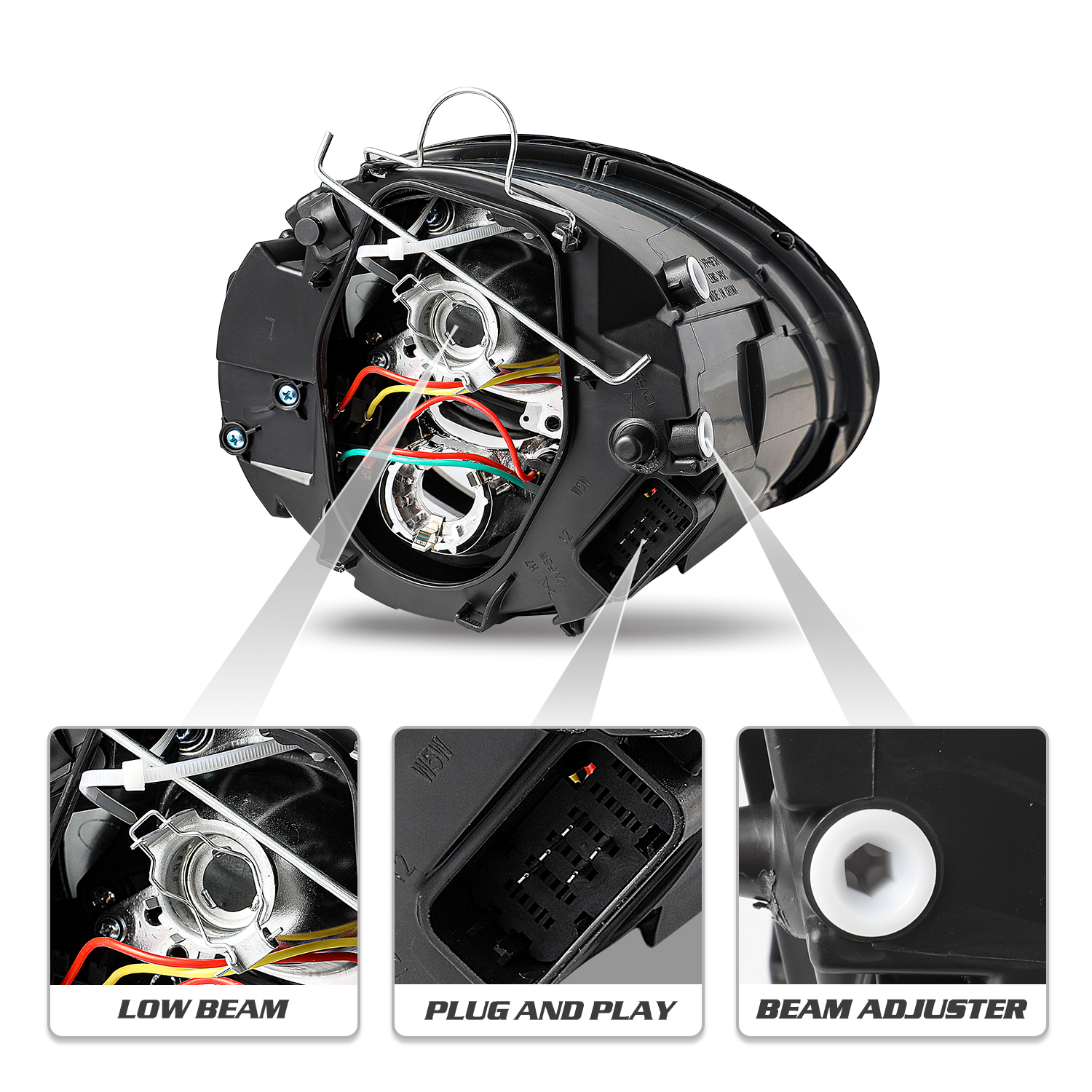 For 2006-2010 Volkswagen VW Beetle Halogen Projector Headlights Set Left & Right