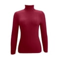 thumbnail image 5 of Sweaters for Women High Neck Pullover Sweater Slim Fit Long Sleeve Knitted Turtleneck Top Soft Warm Casual Winter Fall Blouse, 5 of 6