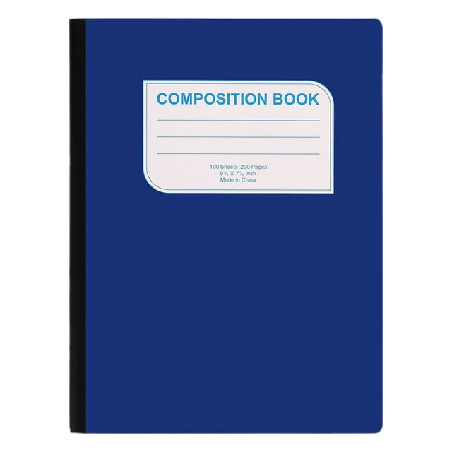 Composition Notebook Wide Ruled 1 Pack,200 Pages (100 Sheets), Paper Cover,9-3/4 x 7-1/2,Notebooks for School, Office Supplies, Notebooks for Work, Wide Ruled Composition Books