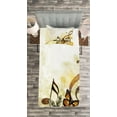 thumbnail image 3 of Ambesonne Music Quilted Bedspread Set 2 Pcs, Bridal Wedding Floral, Twin Size, Sepia and Yellow, 3 of 3