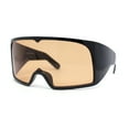 thumbnail image 2 of XL Oversized Shield Rectangle Super Thick Temple Plastic Sport Sunglasses Black - Light Brown, 2 of 4
