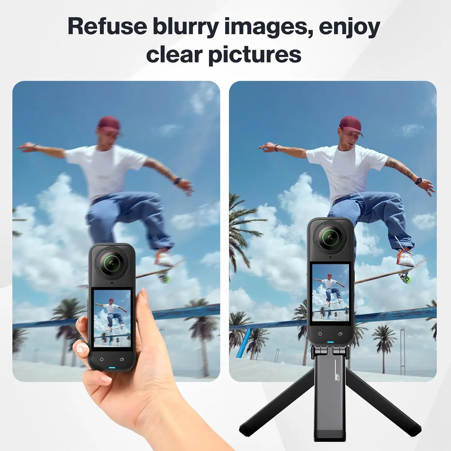 STARTRC PHOTO Magnetic Mini Tripod for Insta360 X5 X4, Flexible Desktop Stand with Metal Selfie Stick Handle, 1/4 Thread Screw
