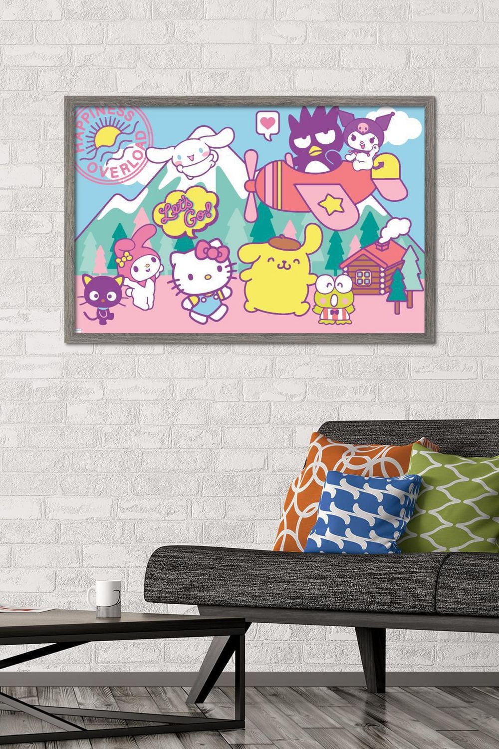 Hello Kitty and Friends - Happiness Overload Wall Poster, 14.725" x 22.375" Framed