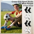 thumbnail image 2 of Hengguang 4 Pairs Cross Grip Soccer Socks for US 7-11, Anti Slip Socks, Sports Sock for Training, 2 of 7