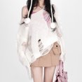 thumbnail image 5 of Suéter holgado informal con hombros descubiertos de estilo coreano para mujer, suéter hueco de manga larga para primavera y otoño, a la moda para mujer, 5 of 5