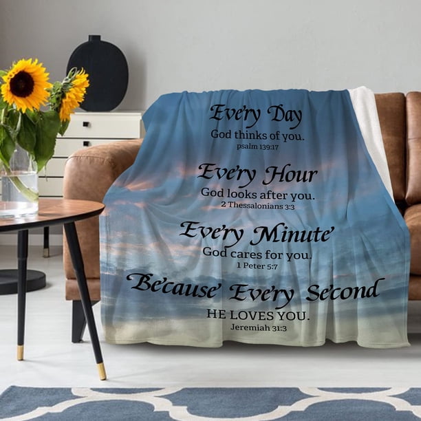 LHSHID Christian Gifts for Women Friend Faith Inspirational Quotes Blanket Religious Bible Verse Throw Blanket Birthday Gifts for Women Blankets 50x60in