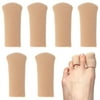 Toe Caps Closed Toe & Finger Fabric Sleeve Protectors with Gel Lining to Prevent Corn, Callus, Blister, Ingrown Toenail, Bunion, Hammer Toe (6 Pack, Medium)