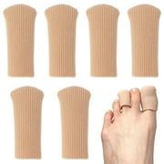 Toe Caps Closed Toe & Finger Fabric Sleeve Protectors with Gel Lining to Prevent Corn, Callus, Blister, Ingrown Toenail, Bunion, Hammer Toe (6 Pack, Medium)