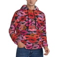 thumbnail image 2 of Pofeuu Red Lips Kissing Print Mens Casual Hooded Collar Drawstring Hoodies Pullover Sweatshirts Casual Long Sleeve Shirts-Small, 2 of 7