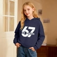 thumbnail image 2 of Tiweut Kids 67 Hoodie 6 7 Meme Six Seven Days of School Hooded Sweatshirt Funny 6 7 Number Printed Long Sleeve Pullover Tops,Navy,5-6 Y, 2 of 6