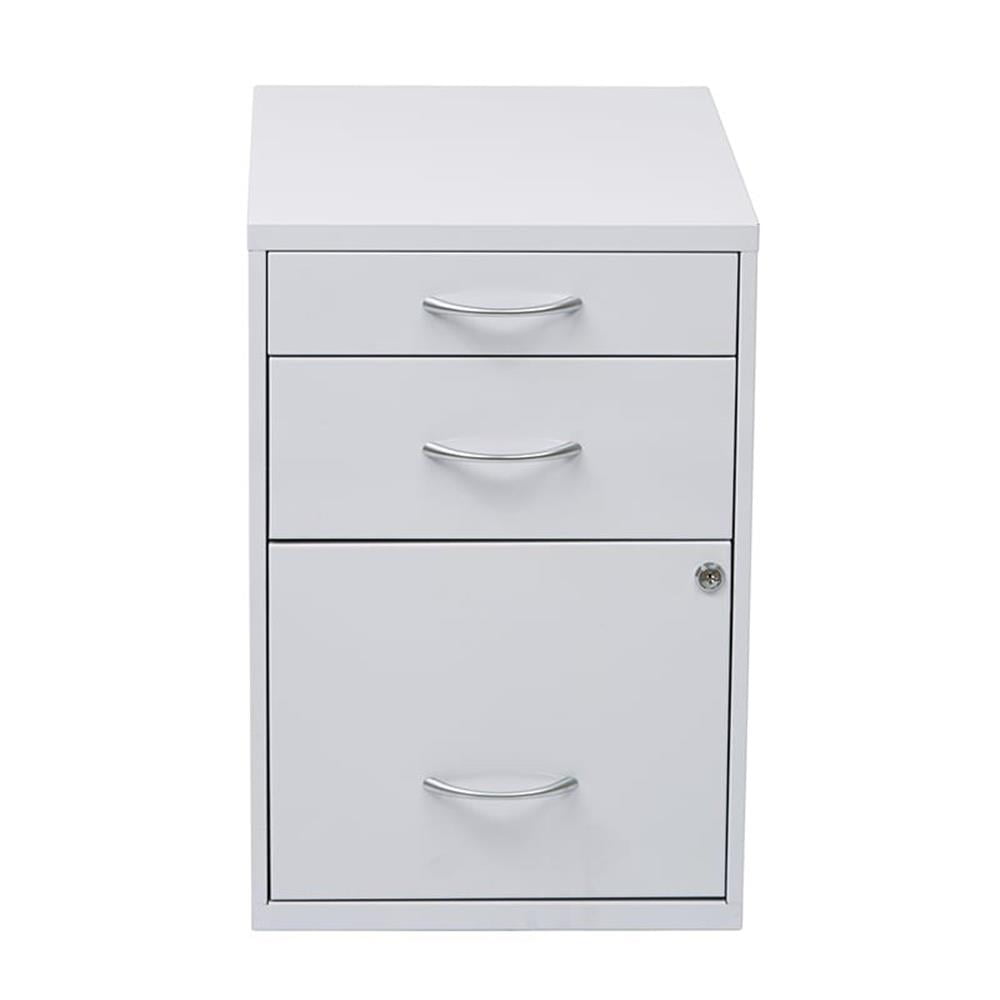 Scranton & Co 22" Modern Metal Pencil Box Storage File Cabinet in White