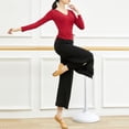 thumbnail image 4 of Pantalones de yoga para mujer Pantalones de entrenamiento de pierna ancha de cintura alta con abertura, 4 of 8