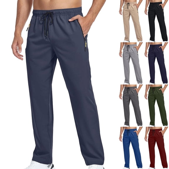 Mens Sweatpants with Zipper Pockets Quick Dry Athletic Pants for Workout Running Gym Track Casual Wear | Zenithor,Army Green L